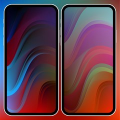 Fototapete - Vector illustrations set design concept of mobile screen wallpaper holographic fluid bright gradient background. Liquid color covers set. Fluid shapes composition. Futuristic design. Phone mock up.