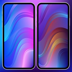 Fototapete - Vector illustrations set design concept of mobile screen wallpaper holographic fluid bright gradient background. Liquid color covers set. Fluid shapes composition. Futuristic design. Phone mock up.
