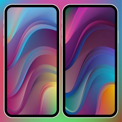 Fototapete - Vector illustrations set design concept of mobile screen wallpaper holographic fluid bright gradient background. Liquid color covers set. Fluid shapes composition. Futuristic design. Phone mock up.