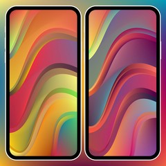Fototapete - Vector illustrations set design concept of mobile screen wallpaper holographic fluid bright gradient background. Liquid color covers set. Fluid shapes composition. Futuristic design. Phone mock up.