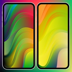 Fototapete - Vector illustrations set design concept of mobile screen wallpaper holographic fluid bright gradient background. Liquid color covers set. Fluid shapes composition. Futuristic design. Phone mock up.