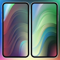 Fototapete - Vector illustrations set design concept of mobile screen wallpaper holographic fluid bright gradient background. Liquid color covers set. Fluid shapes composition. Futuristic design. Phone mock up.