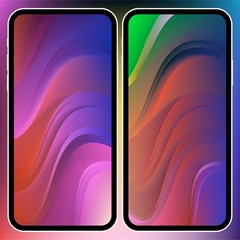 Fototapete - Vector illustrations set design concept of mobile screen wallpaper holographic fluid bright gradient background. Liquid color covers set. Fluid shapes composition. Futuristic design. Phone mock up.