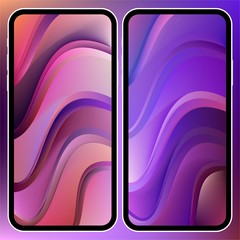 Fototapete - Vector illustrations set design concept of mobile screen wallpaper holographic fluid bright gradient background. Liquid color covers set. Fluid shapes composition. Futuristic design. Phone mock up.