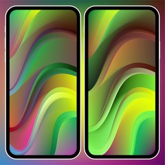 Fototapete - Vector illustrations set design concept of mobile screen wallpaper holographic fluid bright gradient background. Liquid color covers set. Fluid shapes composition. Futuristic design. Phone mock up.