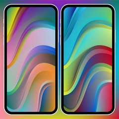 Fototapete - Vector illustrations set design concept of mobile screen wallpaper holographic fluid bright gradient background. Liquid color covers set. Fluid shapes composition. Futuristic design. Phone mock up.