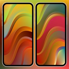 Fototapete - Vector illustrations set design concept of mobile screen wallpaper holographic fluid bright gradient background. Liquid color covers set. Fluid shapes composition. Futuristic design. Phone mock up.