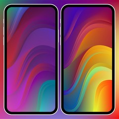 Fototapete - Vector illustrations set design concept of mobile screen wallpaper holographic fluid bright gradient background. Liquid color covers set. Fluid shapes composition. Futuristic design. Phone mock up.