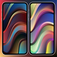 Fototapete - Vector illustrations set design concept of mobile screen wallpaper holographic fluid bright gradient background. Liquid color covers set. Fluid shapes composition. Futuristic design. Phone mock up.