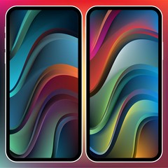 Fototapete - Vector illustrations set design concept of mobile screen wallpaper holographic fluid bright gradient background. Liquid color covers set. Fluid shapes composition. Futuristic design. Phone mock up.