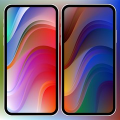 Fototapete - Vector illustrations set design concept of mobile screen wallpaper holographic fluid bright gradient background. Liquid color covers set. Fluid shapes composition. Futuristic design. Phone mock up.