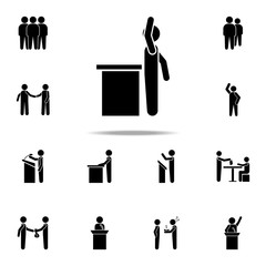 Aufkleber - raise one's hand from the rostrum icon. conversation icons universal set for web and mobile