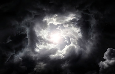 Wall Mural - hole in the storm clouds