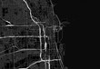 Black map of downtown Chicago, U.S.A