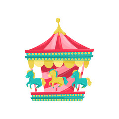 Wall Mural - carnival carousel with horses. funfair attraction. amusement park equipment. entertainment theme. fl