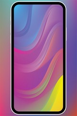 Poster - Vector illustrations set design concept of mobile screen wallpaper holographic fluid bright gradient background. Liquid color covers set. Fluid shapes composition. Futuristic design. Phone mock up.