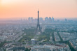 Sunset aerial view of the famous Eiffel Tower