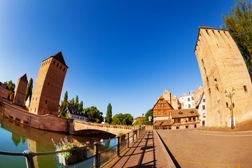 Wall Mural - Ill river bank and Ponts Couverts with towers