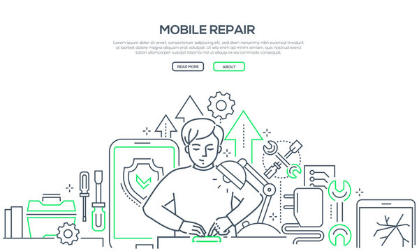 Mobile repair service - modern line design style banner