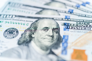 Wall Mural - Close-up view of cash money american dollars. Finance and business concept.Shallow depth of field.