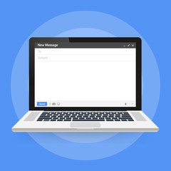 Poster - Email template. Blank e-mail browser window. Mail message web page  frame on laptop screen. Vector stock illustration.