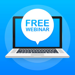 Wall Mural - free webinar, laptop icon. can be used for business concept. vector illustration.