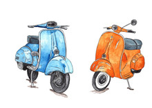 Set Watercolor: Scooters