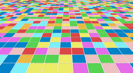 Poster - Mosaic square tiles flooring or wall decoration for wallpaper. Architecture design pattern material texture background, 3d abstract illustration