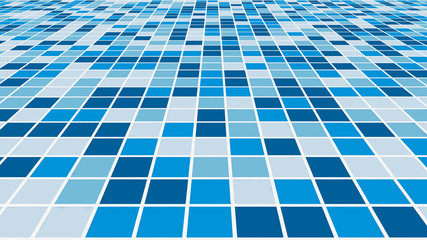 Poster - Mosaic square tiles flooring or wall decoration for wallpaper. Architecture design pattern material texture background, 3d abstract illustration