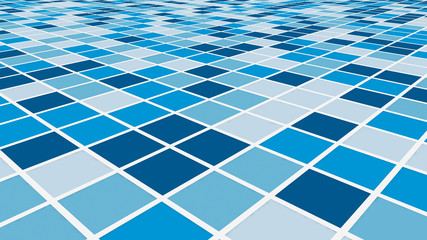 Poster - Mosaic square tiles flooring or wall decoration for wallpaper. Architecture design pattern material texture background, 3d abstract illustration