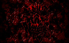 Red Evil Shabby Head Illustration. Scary Monster