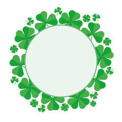 Wall Mural - Round Luck frame of clover leaf. Happy St.Patrick 's Day. Vector in flat style.