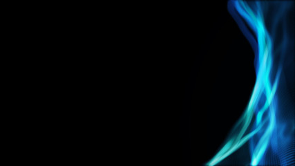 Poster - Abstract tangle of points on blue background. Chaotic waves in outer space. Large data background .3d rendering.