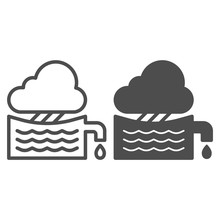 Rainwater Tank Line And Glyph Icon. Water Container Vector Illustration Isolated On White. Agriculture Outline Style Design, Designed For Web And App. Eps 10.