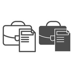 Poster - Briefcase line and glyph icon. Portfolio and document vector illustration isolated on white. Office bag outline style design, designed for web and app. Eps 10.