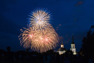 fireworks over river