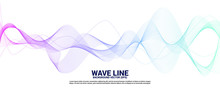 Blue And Green Sound Wave Line Curve On White Background. Element For Theme Technology Futuristic Vector