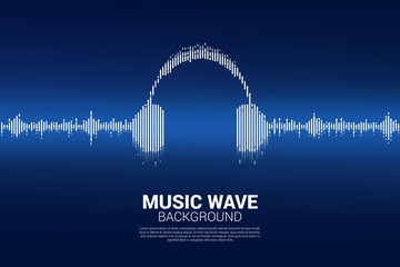 Aufkleber - Sound wave Music Equalizer background. audio visual headphone icon with line wave graphic style