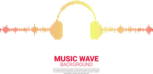 Aufkleber - Sound wave Music Equalizer background. audio visual headphone icon with pixel wave graphic style