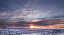 Minnesota Sunset In The Winter With Sundogs