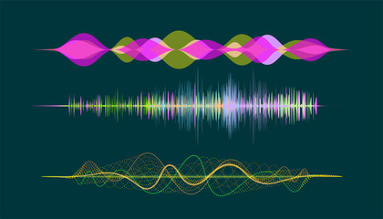 Aufkleber - vector of frequency audio music equalizer digital .music player waveform, hud for sound technology or tune bar, recorder signal. Song studio or music sound theme