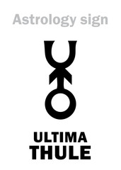 Astrology Alphabet: «ULTIMA THULE» (Legendary northernmost island on the Edge of the known World) — the farthermost asteroid in the Solar system, discovered on January 1, 2019 (#486958). Sign/symbol.