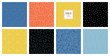 Basic RGB Set of abstract square backgrounds and sketch dots textures. Vector illustration.