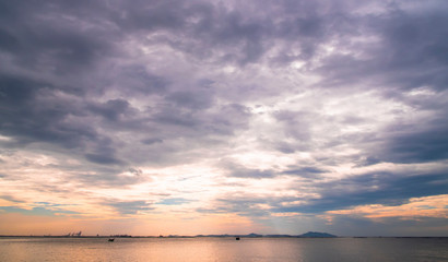 Wall Mural - colorful of sunset on sea scape background