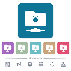 Poster - FTP bug flat icons on color rounded square backgrounds