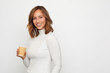 © Martin Villadsen - portrait of happy young woman with to go cup of coffee