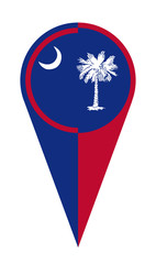 Poster - South Carolina Map Pointer Location Flag