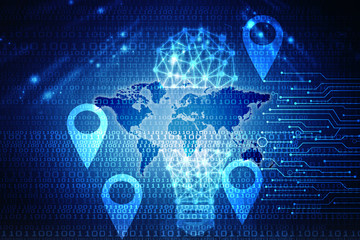 Poster - 2d rendering Red map pointer