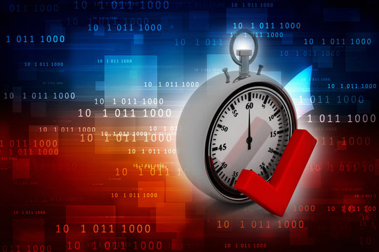 3d illustration stopwatch with check list
