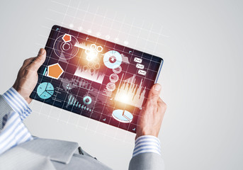 interface of mobile application with charts and financial data